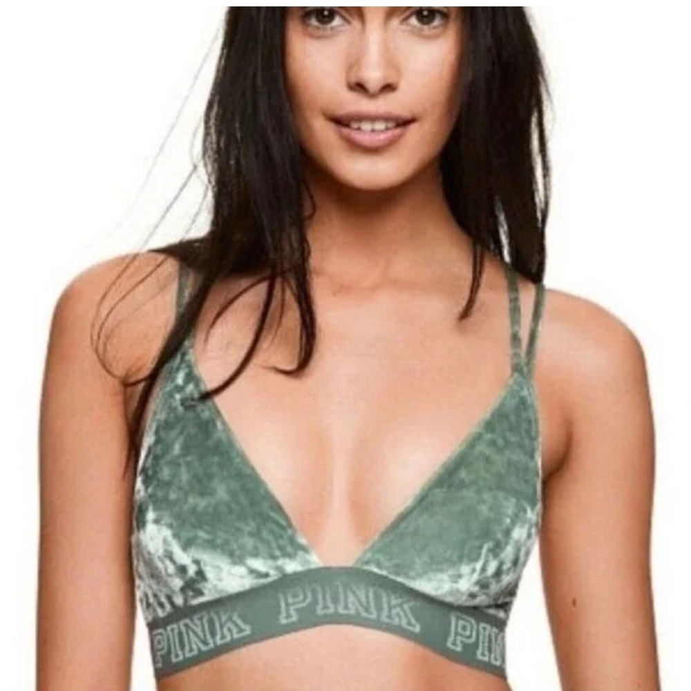 Victoria's Secret PINK Green Velvet Bralette